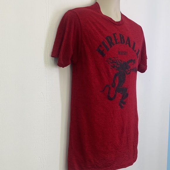 Fireball Whiskey - Vintage Red Fireball Whiskey Graphic Tee Shirt Size Medium - Picture 4 of 10